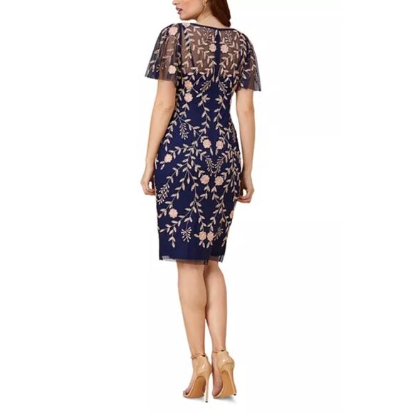 NEW NWT Adrianna Papell Beaded Flutter Sleeve Dress 16W - Picture 3 of 7